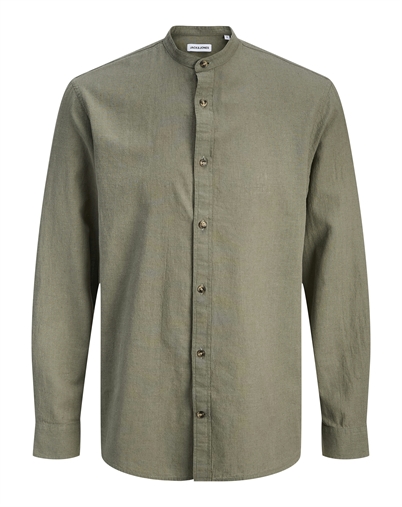 Jack & Jones - JJESummer Linen Blend Band Skjorte - Dusty Olive 
